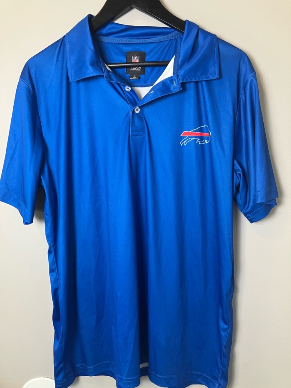 NFL Team Apparel Men's Royal Blue Short-Sleeve Buffalo Bills Large Polo Shirt